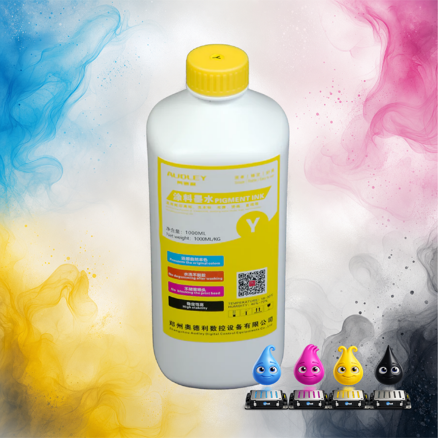 Amcad Graphics Audley 1000ml Premium Japan-Imported DTF Ink – Yellow
