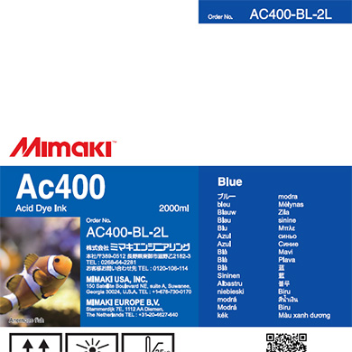 Mimaki AC400-BL-2L Ac400 Acid dye ink pack 2L Blue