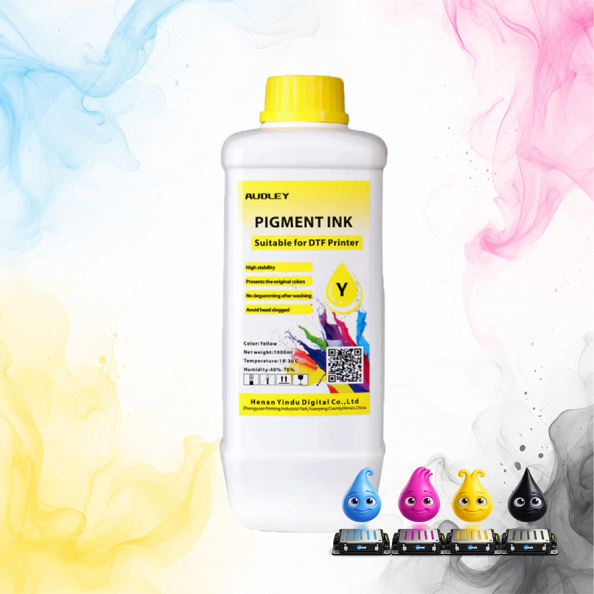 Amcad Graphics Audley 1000ml Budget-Friendly DTF Ink – Yellow