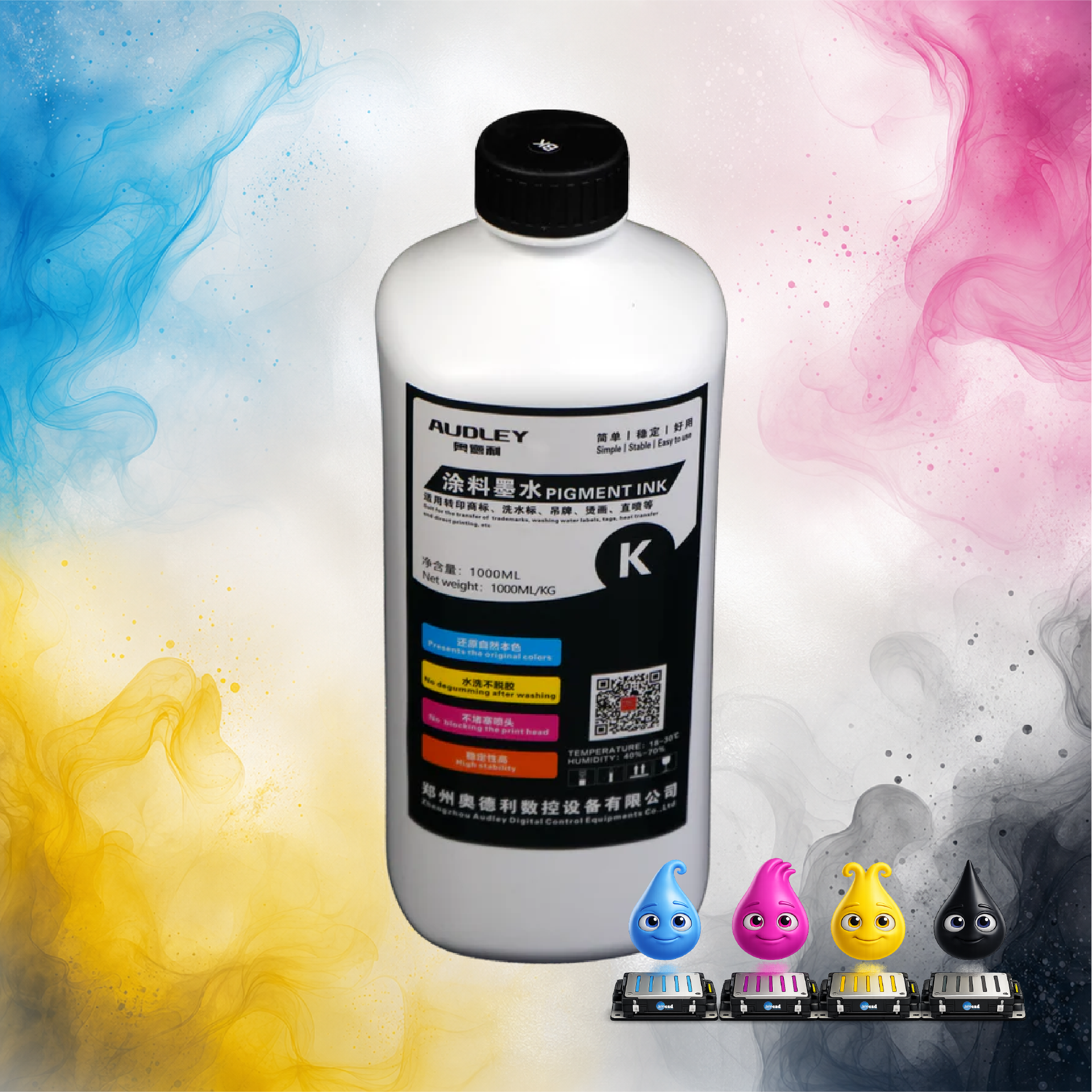 Amcad Graphics Audley 1000ml Premium Japan-Imported DTF Ink – Black