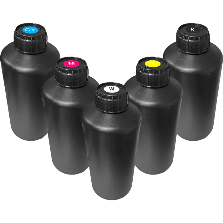 Audley Neutral UV DTF Ink Set – 1L Bottles (CMYK, White, Varnish)