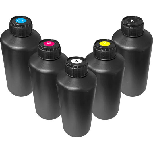 Audley Neutral UV DTF Ink Set – 1L Bottles (CMYK, White, Varnish)