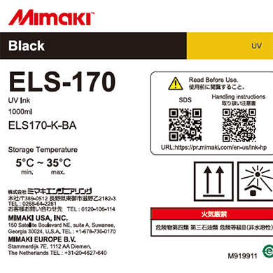 Mimaki ELS-170 Black UV LED Ink (1L Bottle) | ELS170-K-BA