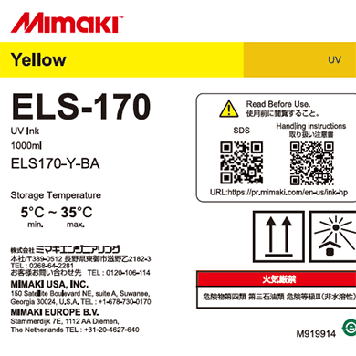 Mimaki ELS-170 Yellow UV LED Ink (1L Bottle) | ELS170-Y-BA
