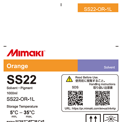 Mimaki SS22 Solvent ink pack Orange 1000ml