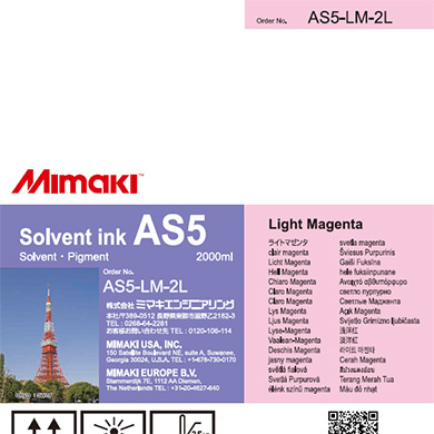 Mimaki AS5-LM-2LL AS5 Solvent ink pack Light Magenta 2L