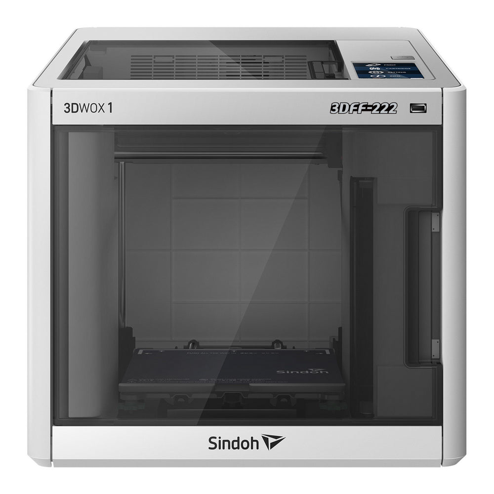 Mimaki 3DFF-222 compact FFF (Fused Filament Fabrication) 3D printer with 210 x 200 x 195 mm build area, producing durable models using PLA filament—featuring automatic filament loading, flexible metal bed, bed leveling assist, and quiet operation. Ideal for in-house production of print jigs, three-dimensional signage, and vacuum forming molds with seamless integration into Mimaki UV flatbed workflows
