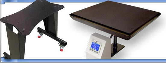 A variety of Geo Knight heat press accessories including interchangeable platens, cap and mug attachments, bottom heat fixtures, and digital control upgrades, designed to expand functionality and improve precision across garment, mug, and specialty substrate printing.
