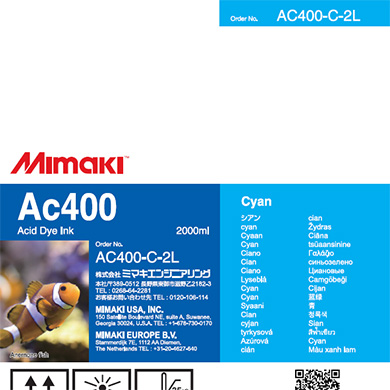 Mimaki AC400-C-2L Ac400 Acid dye ink pack 2L Cyan