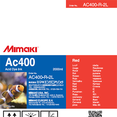 Mimaki AC400-R-2L Ac400 Acid dye ink pack 2L Red