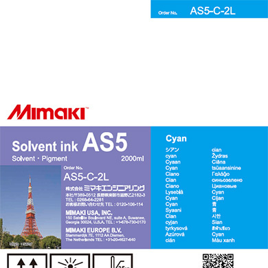 Mimaki AS5-C-2L AS5 Solvent ink pack Cyan 2L