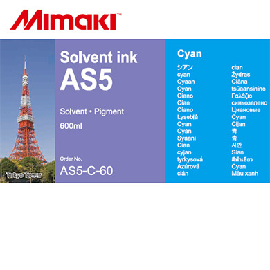 Mimaki AS5-C-60 AS5 Solvent ink pack Cyan 600ml