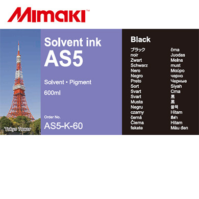 Mimaki AS5-K-60 AS5 Solvent ink pack Black 600ml
