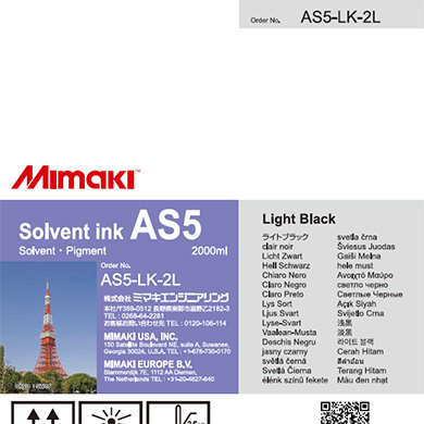 Mimaki AS5-LK-2L AS5 Solvent ink pack Light Black 2L