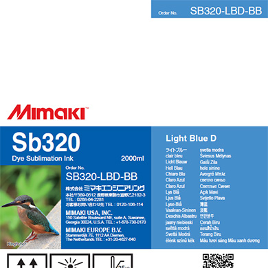 SB320 Dye Sublimation Ink Pack 2000ml Light Blue Transfer