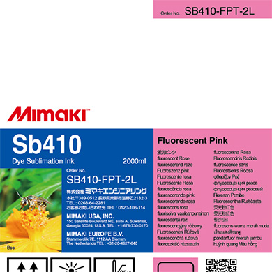 Mimaki SB410-FPT-2L Sb410 Dye sublimation ink pack Fluorescent Pink T 2L