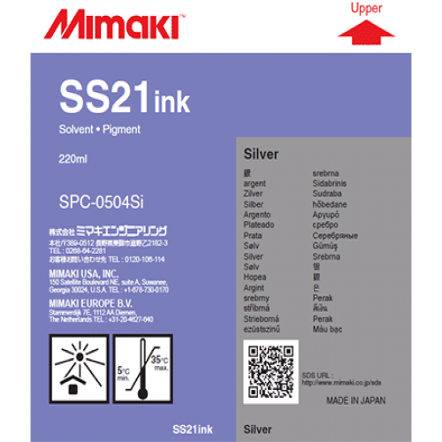 Mimaki SS21 Solvent Ink Cartridge 220ml Silver