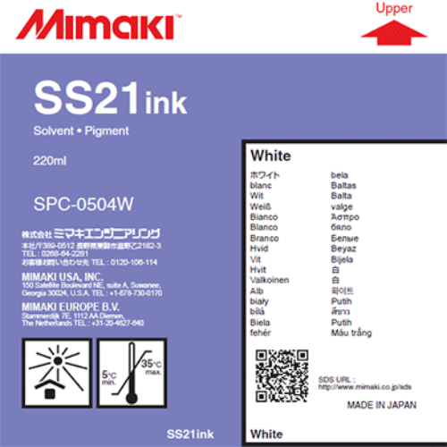 Mimaki SS21 Solvent Ink Cartridge 220ml White