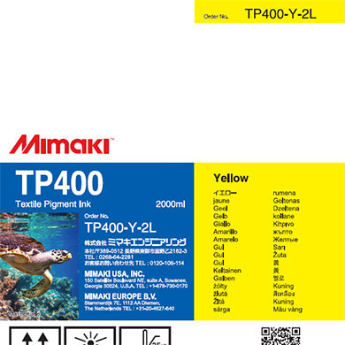 Mimaki TP400-Y-2L TP400 Textile Pigment Ink Pack 2L Yellow